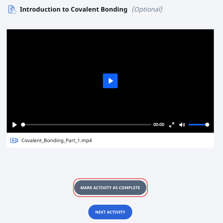 Complete an Activity & Section