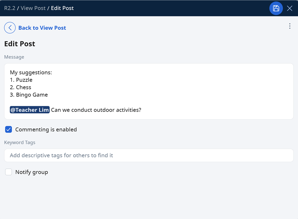 Comment in the Forum