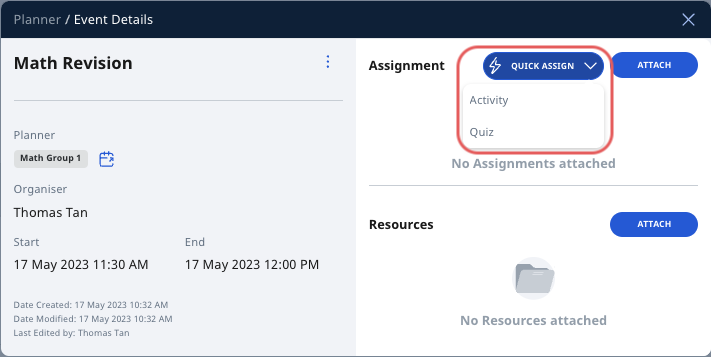 Quick Assign Activities & Quizzes