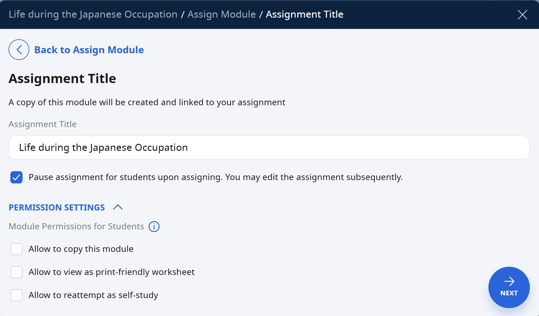 Allow Students to Copy Assignments