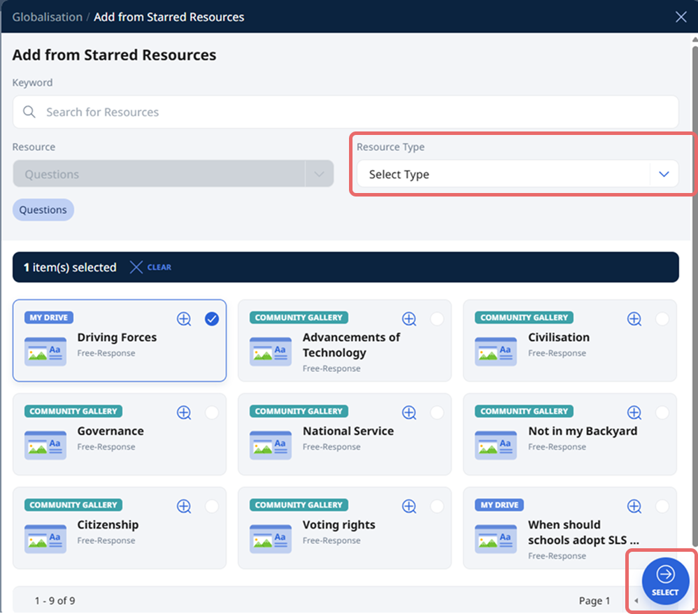Add From Existing Questions