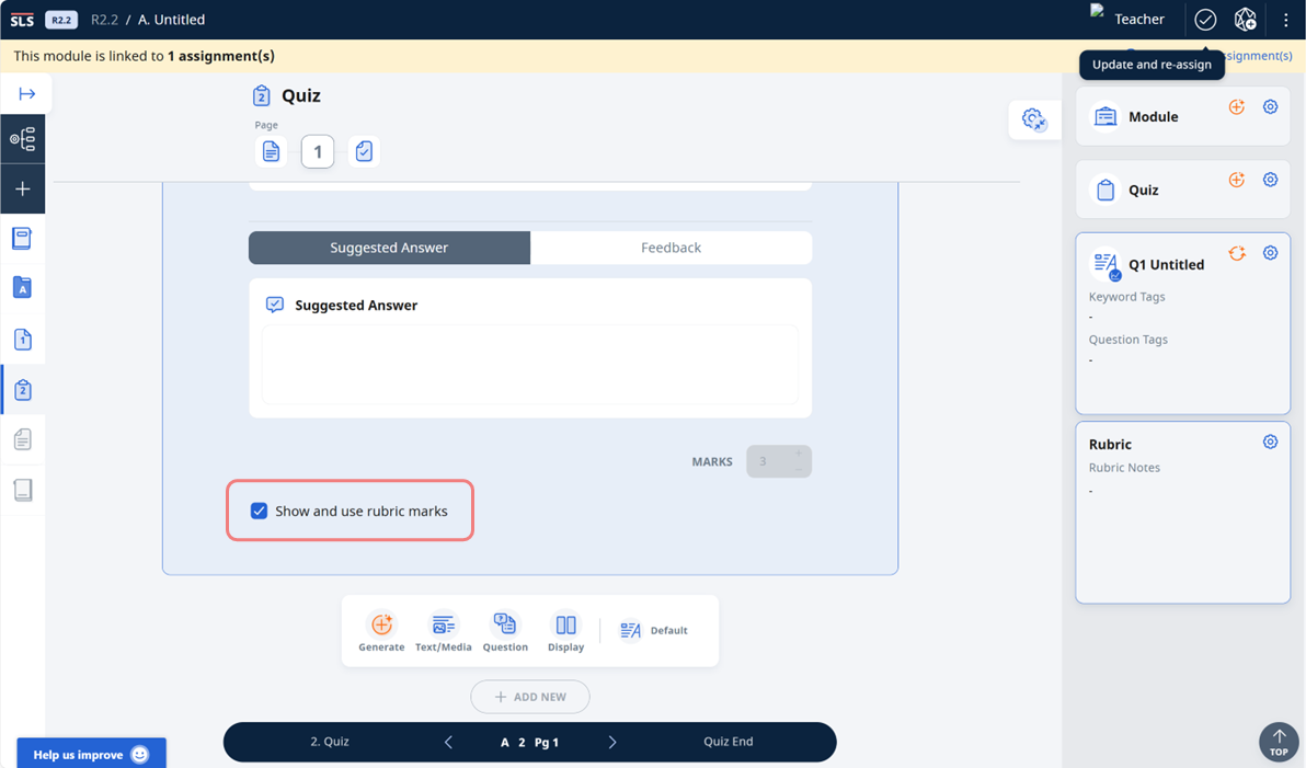 Add Rubrics to Audio- and Free-Response Questions
