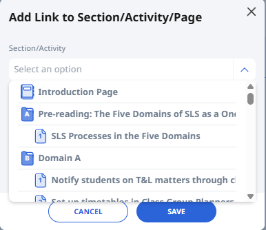 Add Link to Section/Activity/Page