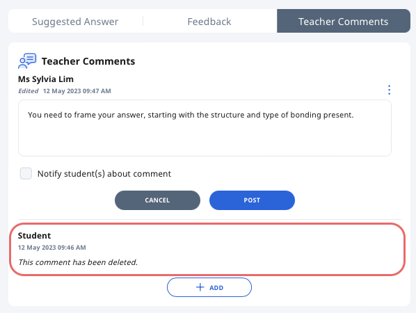 Add Teacher Comments