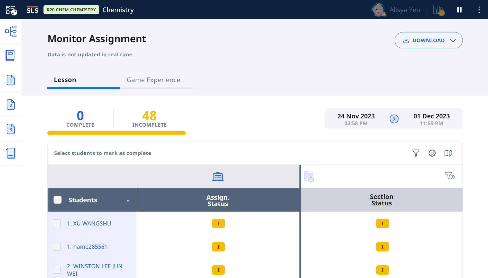 Monitor Students' Responses in an Assignment