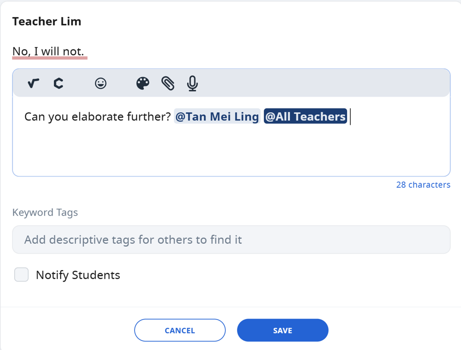 Annotate (Underline) Students' Responses