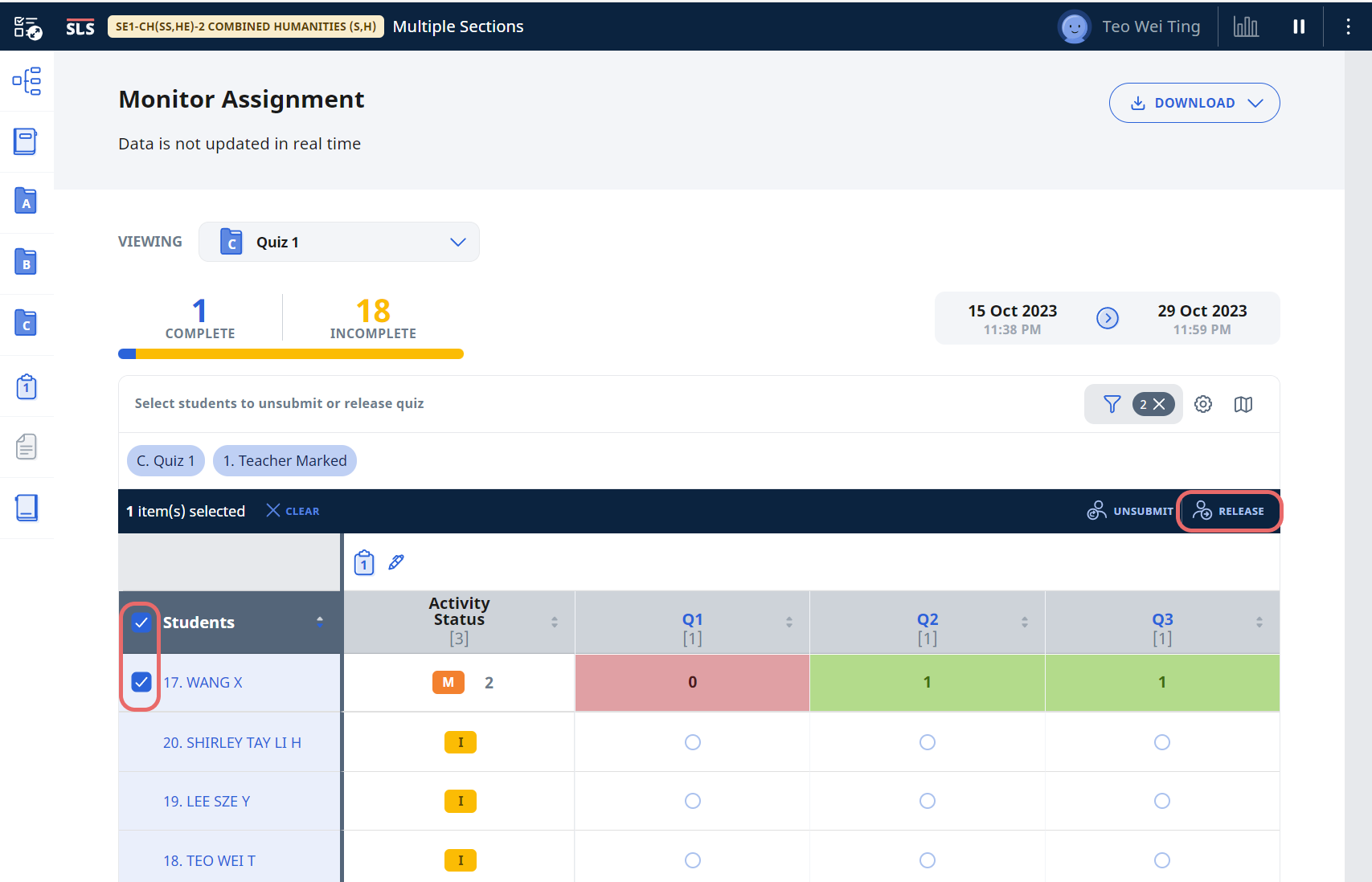(B2,2) Unsubmit Teacher Marked Quizzes