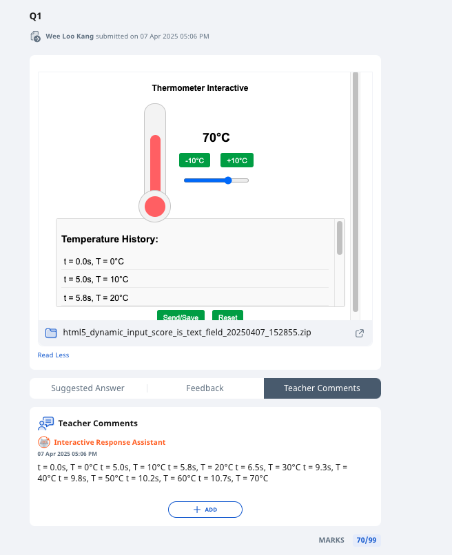 HTML5 Return Score and Feedback