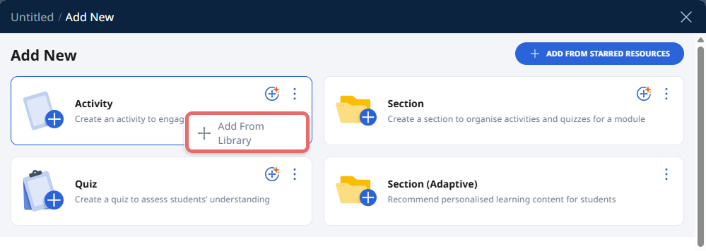 Add Existing Activities from Resources