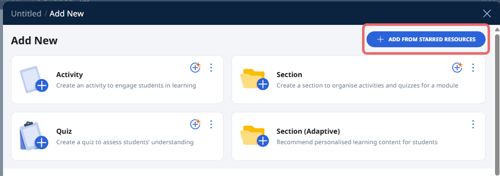 Add Existing Activities from Resources