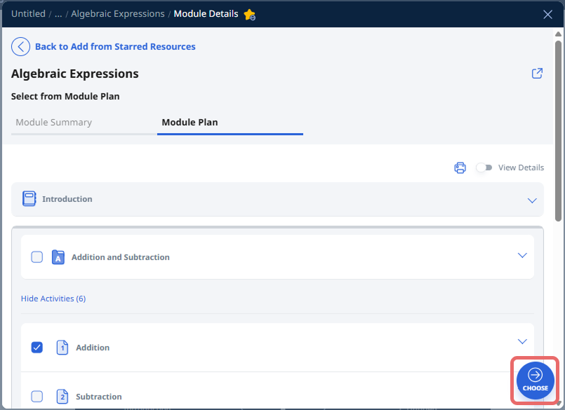 Add Existing Activities from Resources
