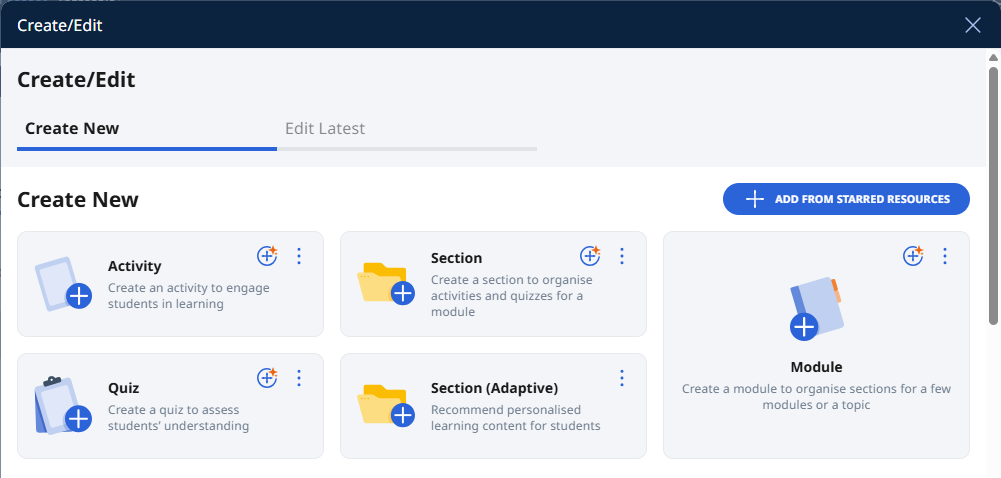 Add Existing Activities from Resources