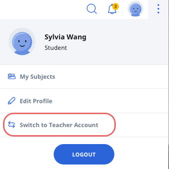 Switch to Student Account