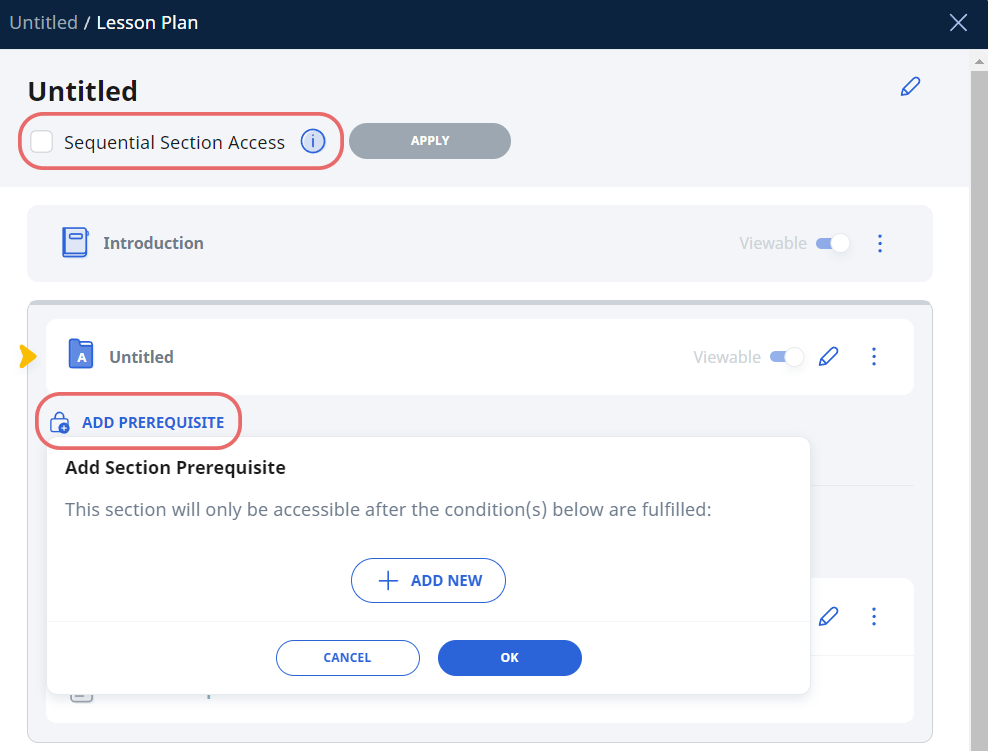 Add Section Prerequisites