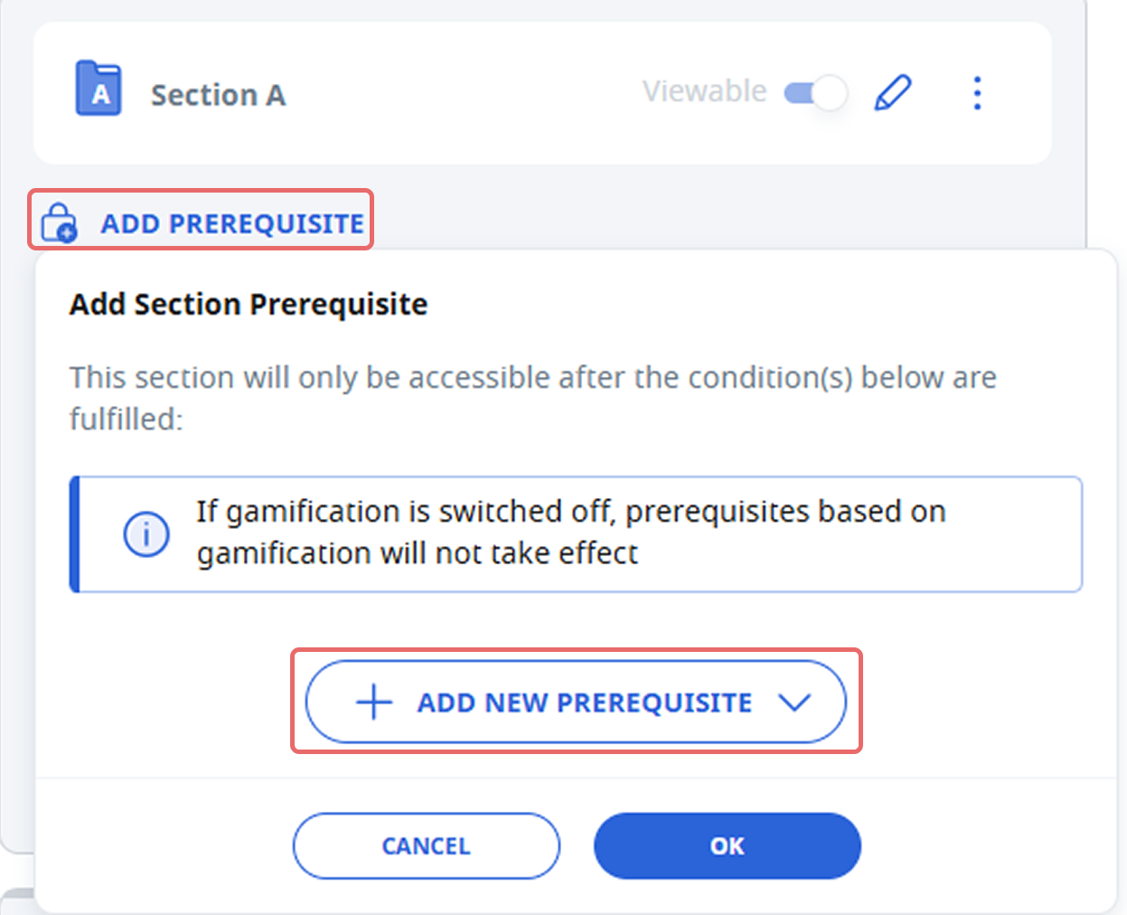 Add Activity, Quiz or Section Prerequisites