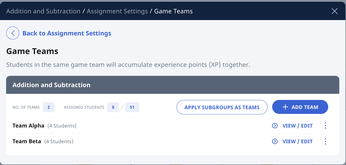 Create Game Teams