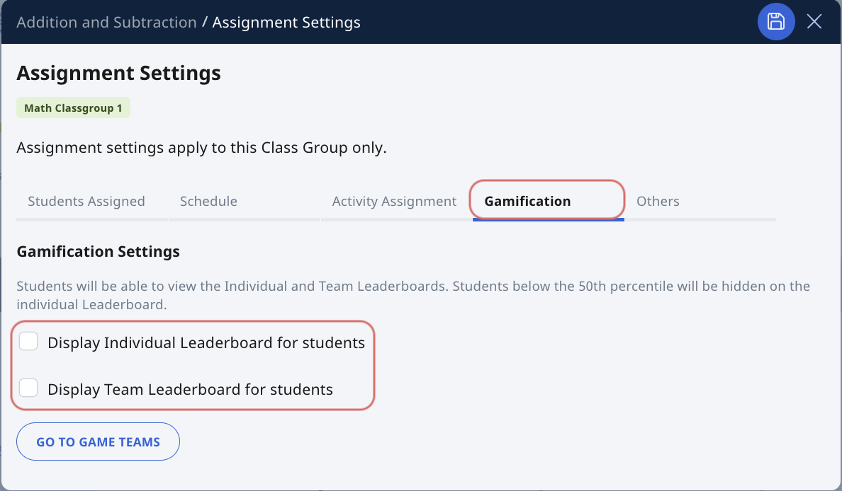 Display Leaderboard for Students