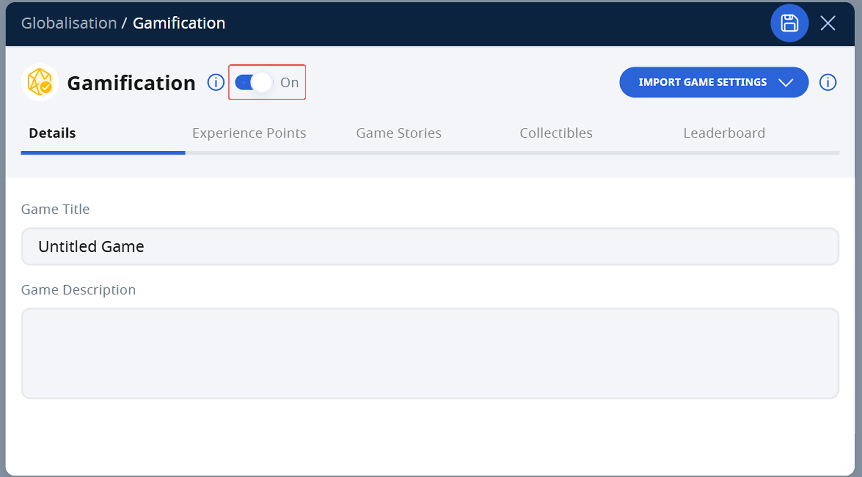 Manage Gamification Settings