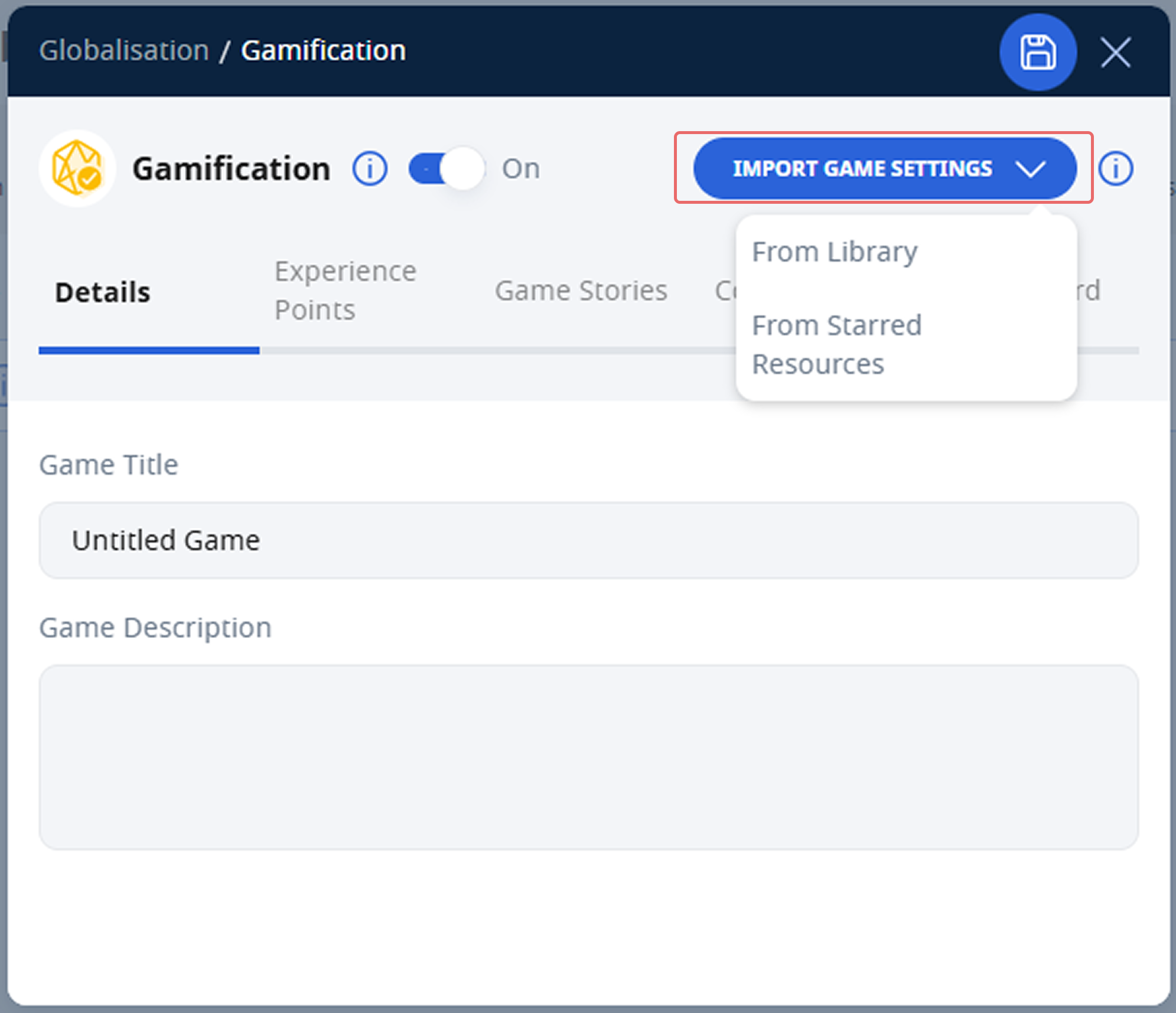 Manage Gamification Settings