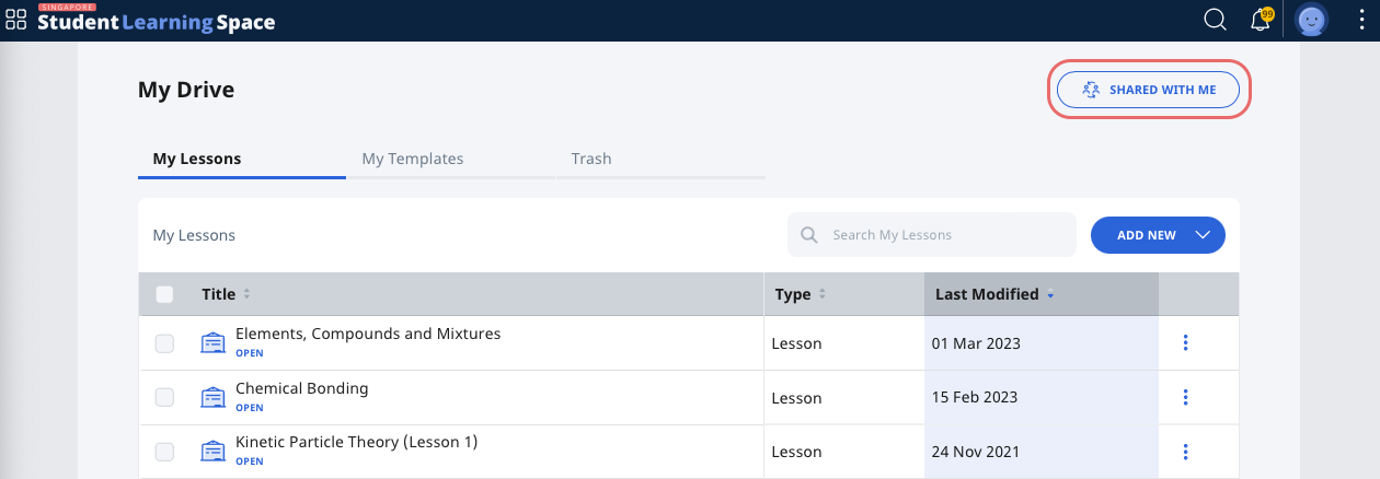 View Lessons Shared with Me