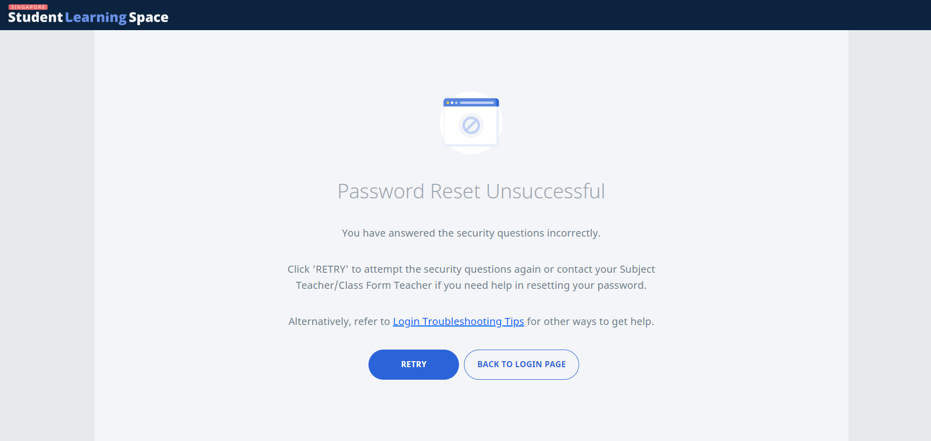 Unsuccessful Password Reset Attempts